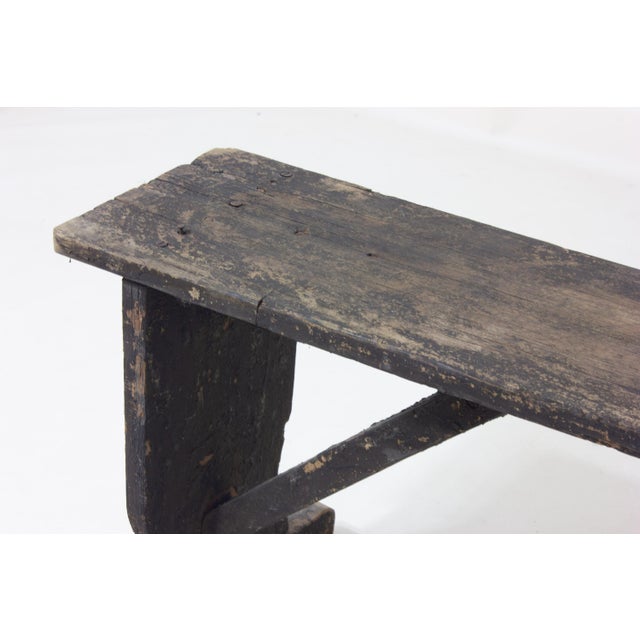 Antique Folk Art Side Bench in Ebonised Wood, 1890s For Sale - Image 6 of 12