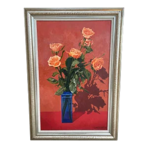 "Roses in Cobalt Vase" by Bernique Longley