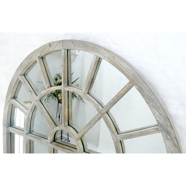 Restoration Hardware Country Style Large Dome Shape 47x79" Wall Mirror Distressed Finish Wood For Sale - Image 4 of 11