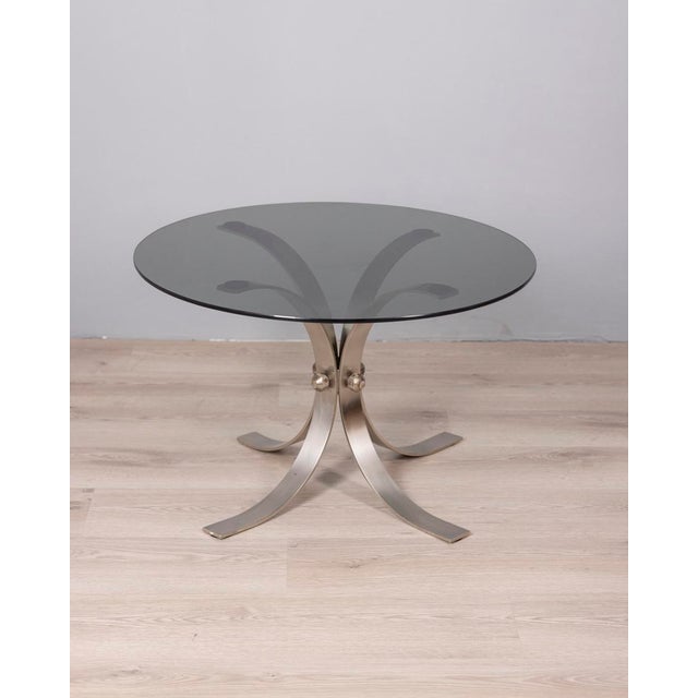 Blue Vintage Italian Chrome Metal and Glass Coffee Table, 1960s For Sale - Image 8 of 8