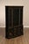 High Quality Vintage Black Lacquer China Cabinet with Glazed Door Illuminated Bookcase Top Over Chinoiserie Decorated...