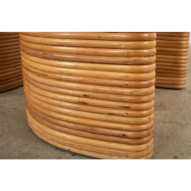 Midcentury Italian Organic Modern Rattan Pedestal Dining Table For Sale - Image 11 of 13