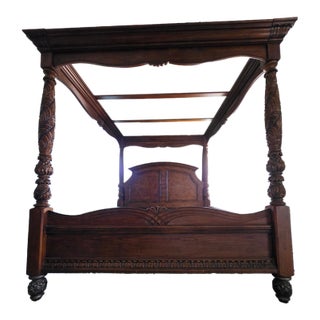 Tropical Inspired King Size Canopy Bed Frame For Sale