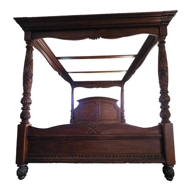 Tropical Inspired King Size Canopy Bed Frame For Sale