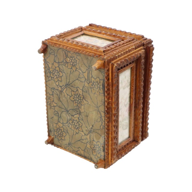 Wood Wooden Tramp Art Box For Sale - Image 7 of 11