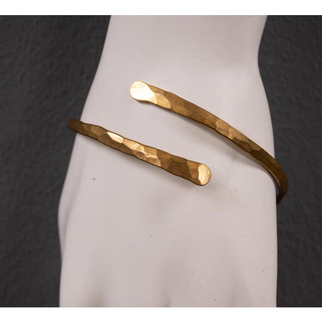 Brass Cuff Bracelet with Circles, 1980s For Sale - Image 5 of 9