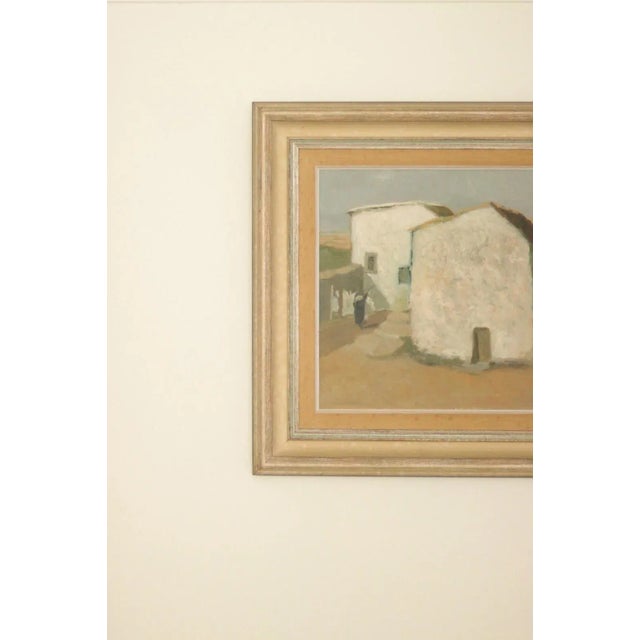 Original Mid-Century Swedish Oil On Panel “Houses” by Evert Färhm – Signed & Framed 58 x 65 cm (22.8" x 25.6") A rhythmic...