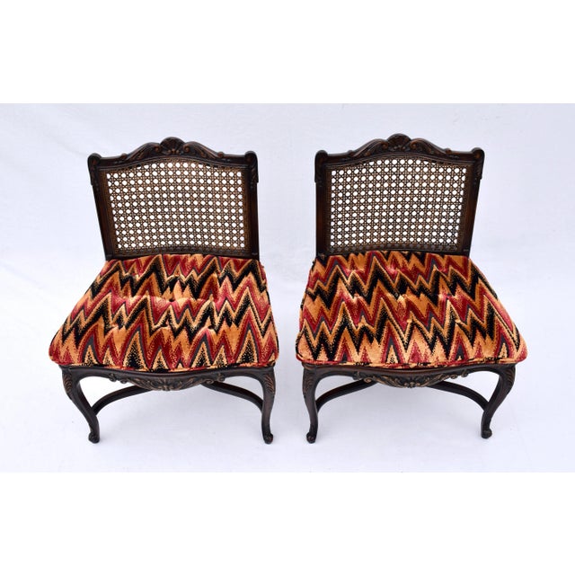 French Country Louis XV Style Caned Slipper Chairs For Sale - Image 3 of 12
