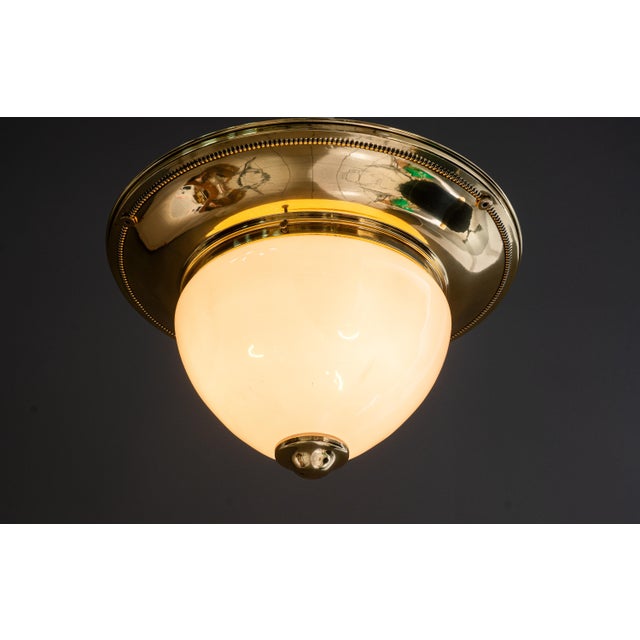 1920s Large Art Deco Ceiling Lamp with Opal Glass Shade, Vienna, 1920s For Sale - Image 5 of 18