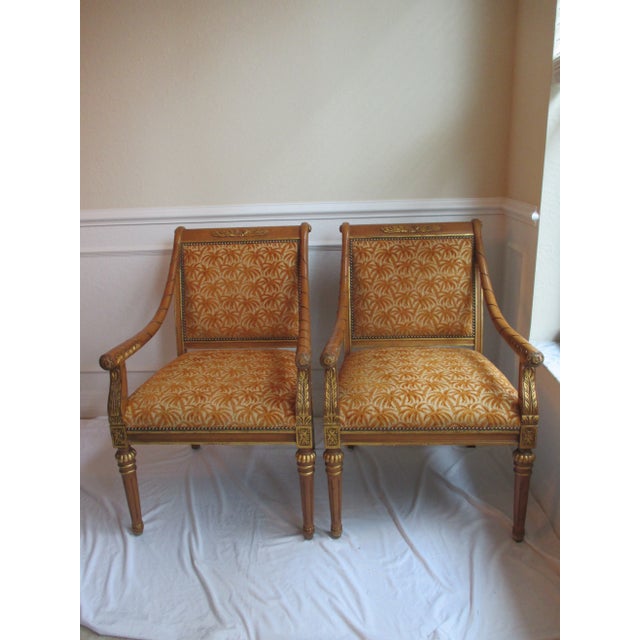 Wood Mid 20th Century Gilded Accent Chairs- a Pair For Sale - Image 7 of 7