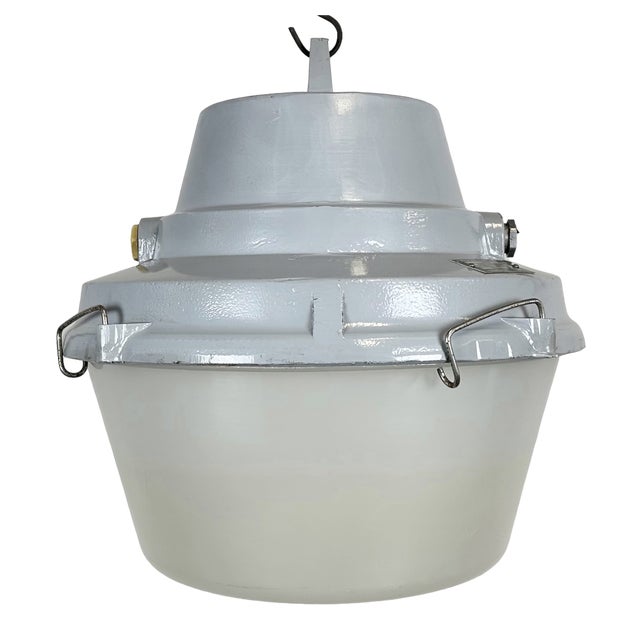 Industrial Grey Cast Aluminium Pendant Lamp from Elektrosvit, 1980s For Sale