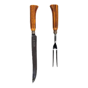 Vintage Sheffield England 2-Piece Grilling Set With Faux Antler Handles