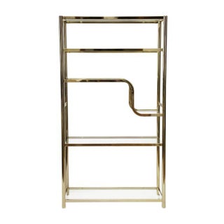 Milo Baughman Attributed Brass Etagere With Glass Shelves For Sale