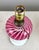 Metal Antique Fenton / L G Wright Style Cranberry & Milk Glass Converted Oil Lamp For Sale - Image 7 of 10