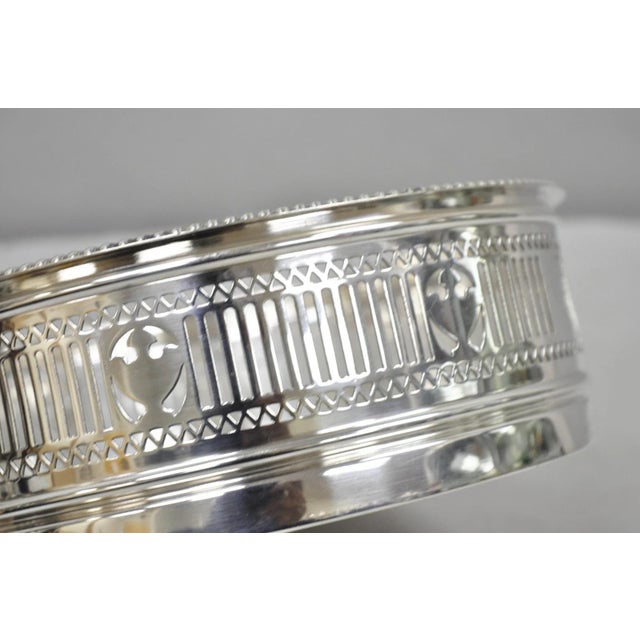 Silver Antique Gorham English Edwardian Silver Plated "Urns" Large 9" Bar Wine Coaster For Sale - Image 8 of 12