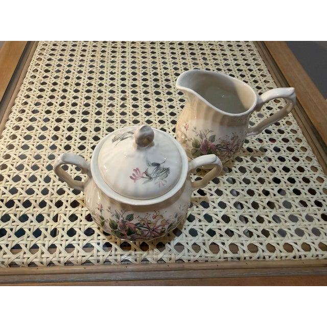 English Mid 20th Century Myott, Meakin & Co. Ltd. "Jamestown" Pattern Floral Creamer and Sugar Set For Sale - Image 3 of 3