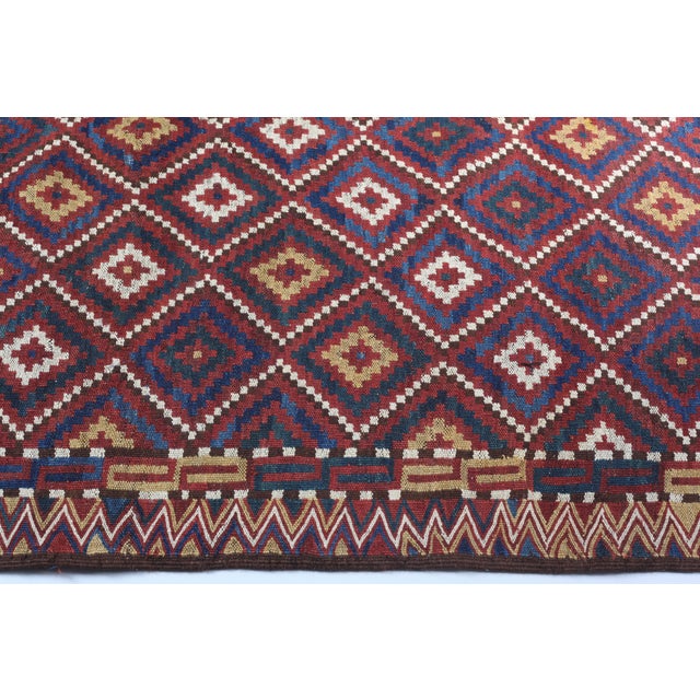 Royal Blue 1930s Colorful Turcoman Flatweave Floor Kilim-10' X 4' 9'' For Sale - Image 8 of 14