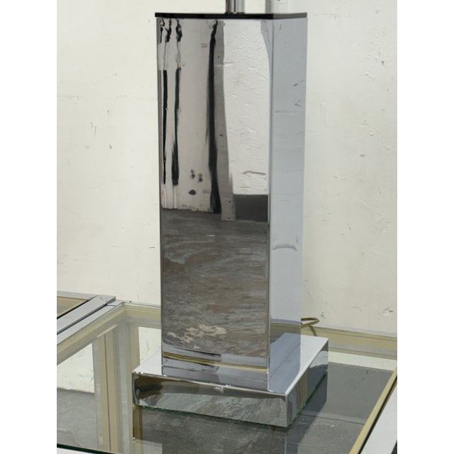 Charles Hollis Jones Modern Chrome + Smoked Acrylic Table Lamps, Circa 1970's For Sale - Image 9 of 12