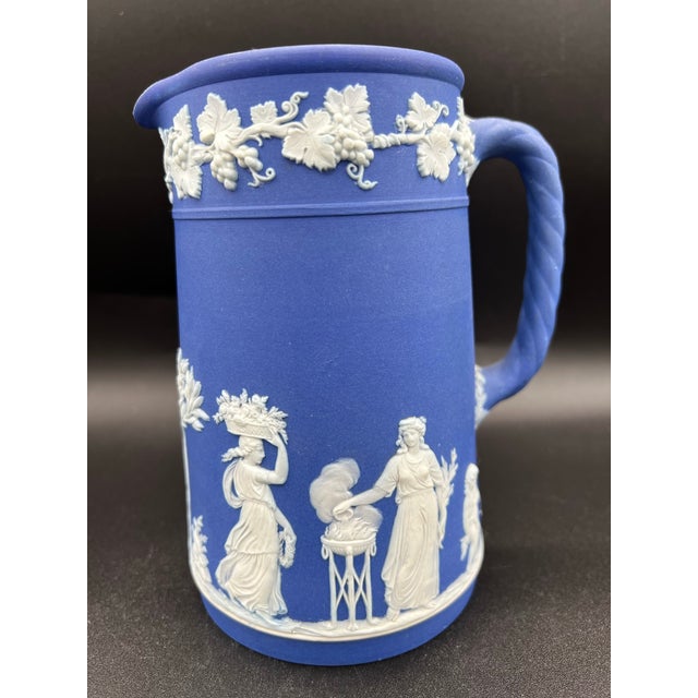 Antique Wedgwood Jasperware Dark Blue Jug Pitcher 1891-1908 For Sale In Washington DC - Image 6 of 12