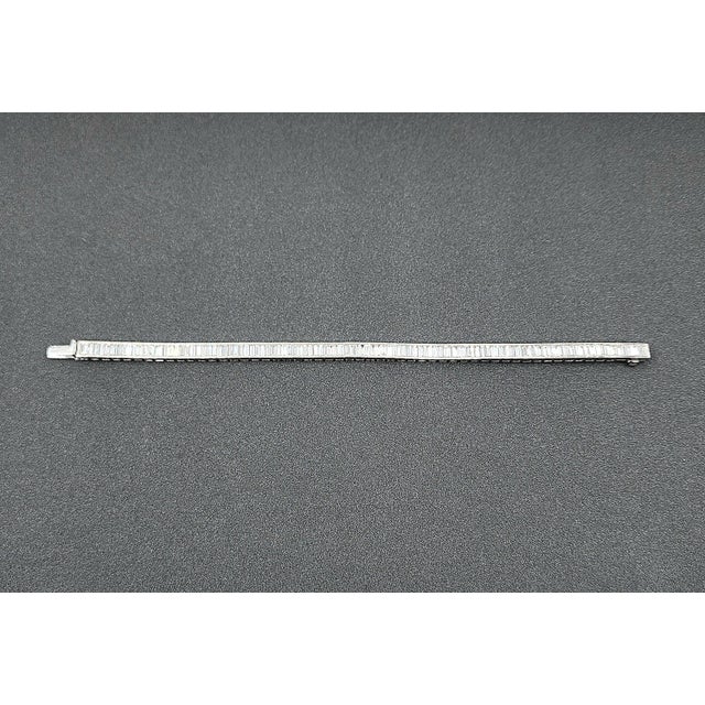 Metal 11.00 Ct Channel Set Baguette Tennis Bracelet For Sale - Image 7 of 8