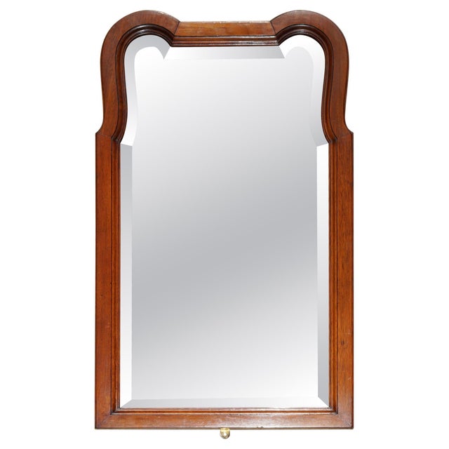 Antique English Queen Anne Style Wall-Mounted Mirror with Bevelled Mahogany Frame For Sale - Image 16 of 16
