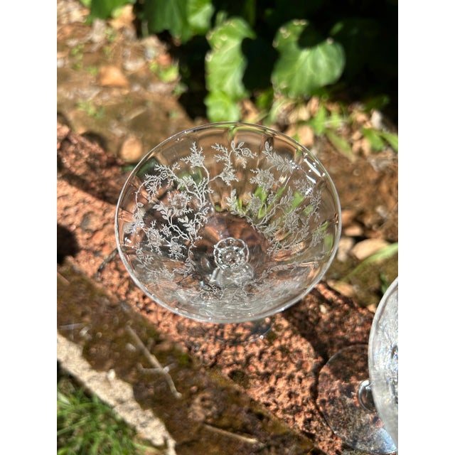 Fostoria Glass Company Four 1930s Fostoria Chintz Liqueur or Cordial Glasses Etched With Chintz Pattern- Set of 4 For Sale - Image 4 of 8