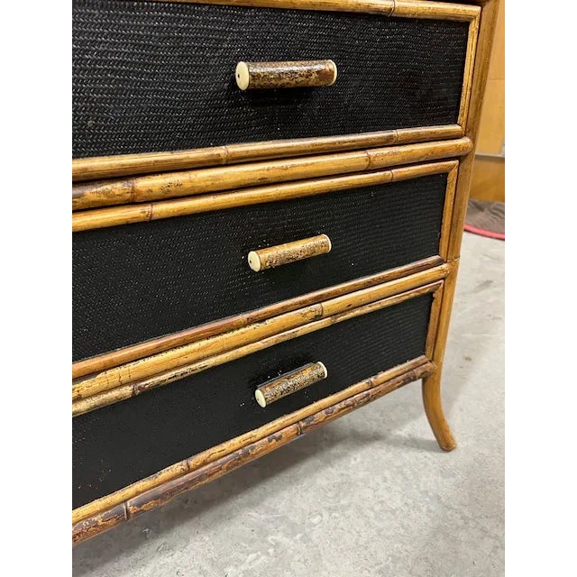 Wood Vintage Bamboo Cane Rattan Chest by E. Murio For Sale - Image 7 of 10