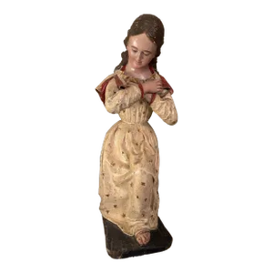 Antique Late 18th Century Southern German Paper Mache Kneeling Woman Figure