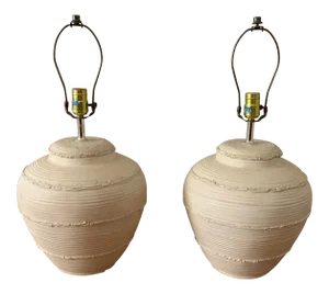 1940s Terracotta Lamps - a Pair