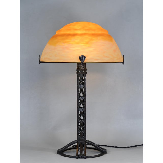 Daum 1920s Raymond Subes & Daum Large French Art Deco Table Lamp For Sale - Image 4 of 18