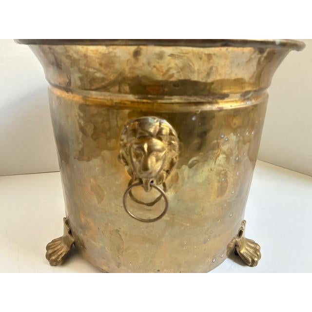 Vintage Brass Jardinière With Lion Handles and Claw Feet - Indoor Planter For Sale - Image 14 of 16
