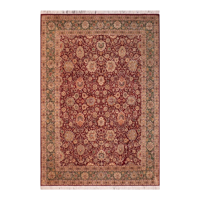 Floral 1990's Pak-Persian Red/Green Wool Rug - 7'11'' X 10'5'' For Sale