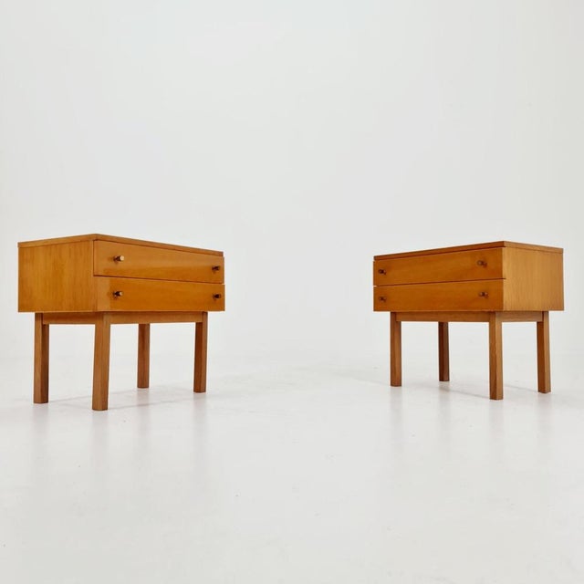 Wood Mid-Century Modern German Oak Nightstands from WK Möbel, 1960s, Set of 2 For Sale - Image 7 of 11