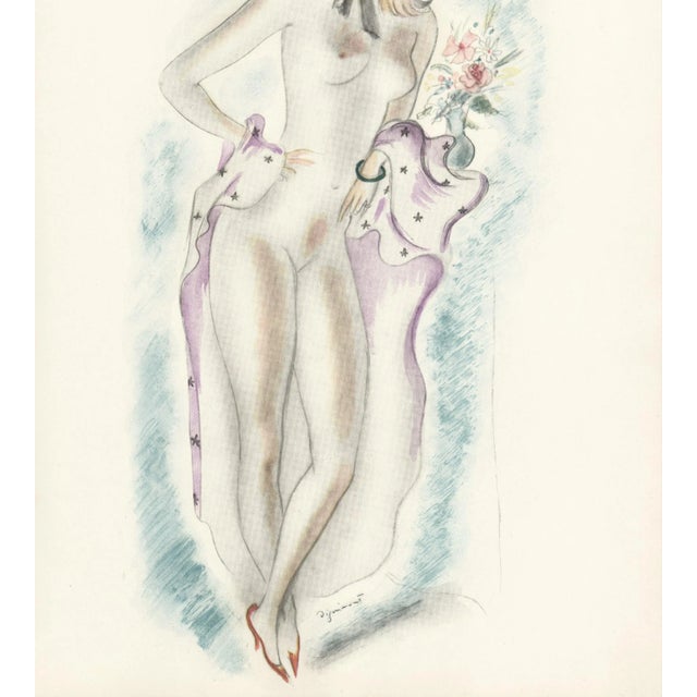 Mid-Century Modern Matted Nude Lithograph For Sale - Image 3 of 5