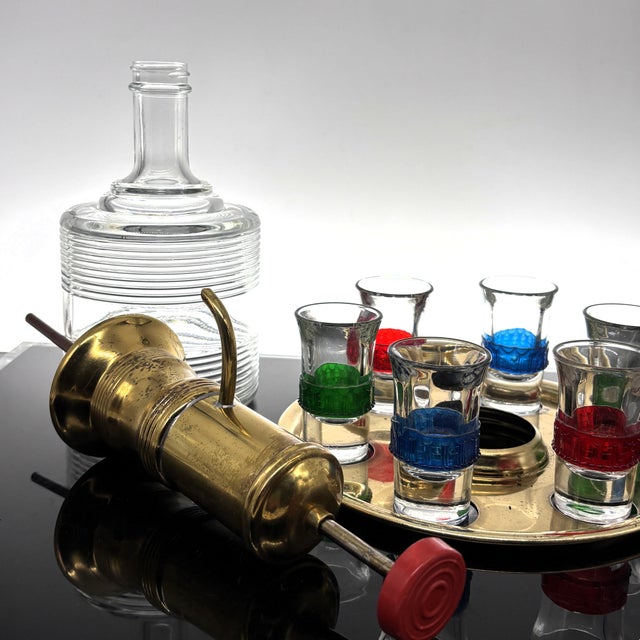 Mid 20th Century Mid 20th Century Liquor Dispenser With Shot Glasses For Sale - Image 5 of 9