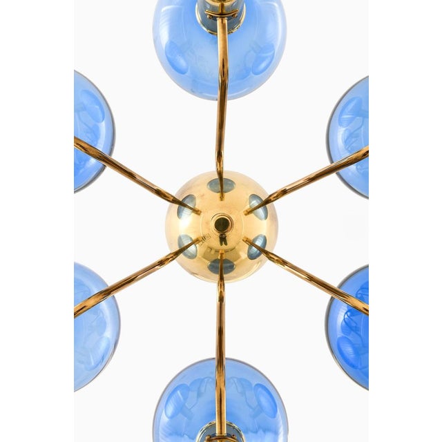 1960s Ceiling Lamp with Blue Glass Globe from Hans-Agne Jakobsson, 1960s For Sale - Image 5 of 12