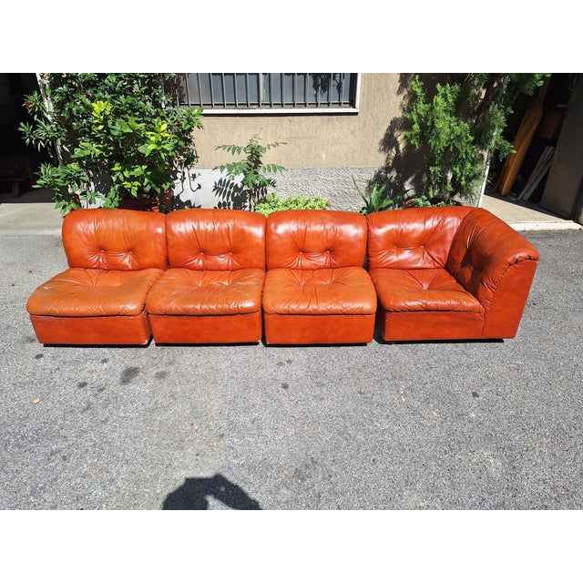Modular Sofa in Brown Eco-Leather, 1970s, Set of 5 For Sale - Image 7 of 13