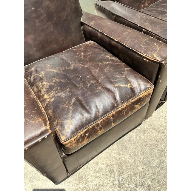 Coffee Vintage Old Hickory Distressed Leather Armchairs - Pair For Sale - Image 8 of 18