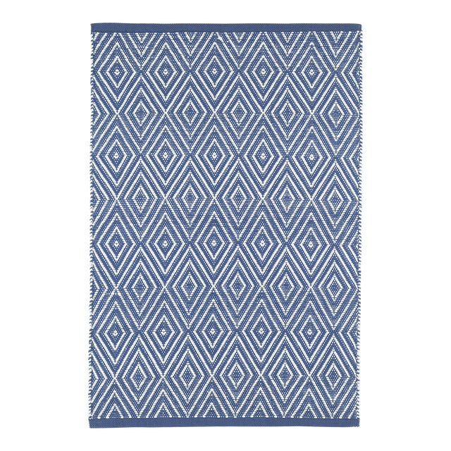 Dash & Albert by Annie Selke Diamond Denim/White Indoor/Outdoor Rug, 6' x 9' For Sale