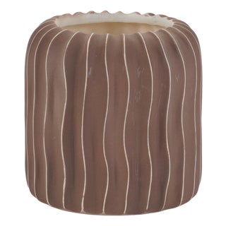 Wavy Ribbed Ceramic Vase (Set of 2) For Sale