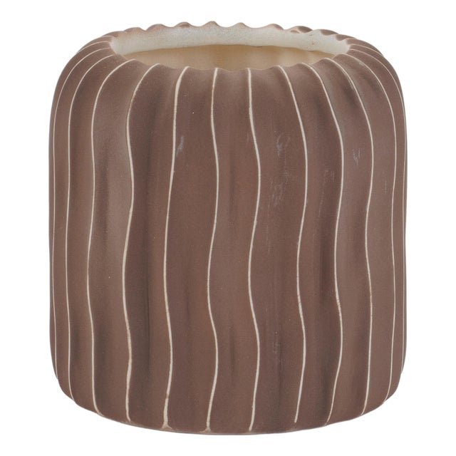 Wavy Ribbed Ceramic Vase (Set of 2) For Sale