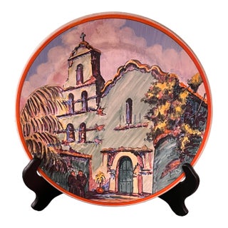 1930s Catalina Island Pottery San Diego De Alcala Mission Charger 13" Fm Graham For Sale