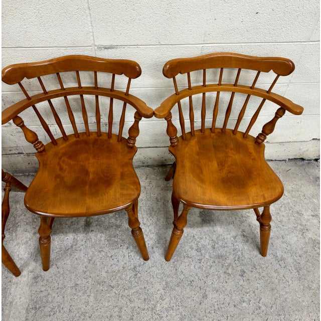Ethan Allen Vintage Ethan Allen Heirloom Nutmeg Maple Windsor Dining Side Chairs - Set of 4 For Sale - Image 4 of 10