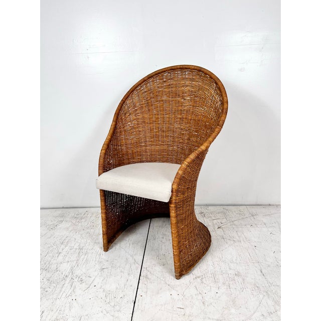 Vintage Fan Back Wicker Chair For Sale - Image 4 of 12
