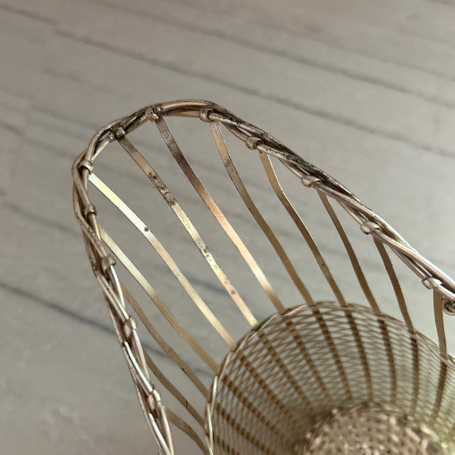 French Vintage French Silver Plated Basket Wine Holder For Sale - Image 3 of 8
