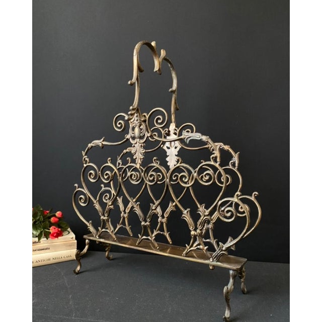 Vintage Magazine Rack in Brass, 1960s For Sale - Image 10 of 10