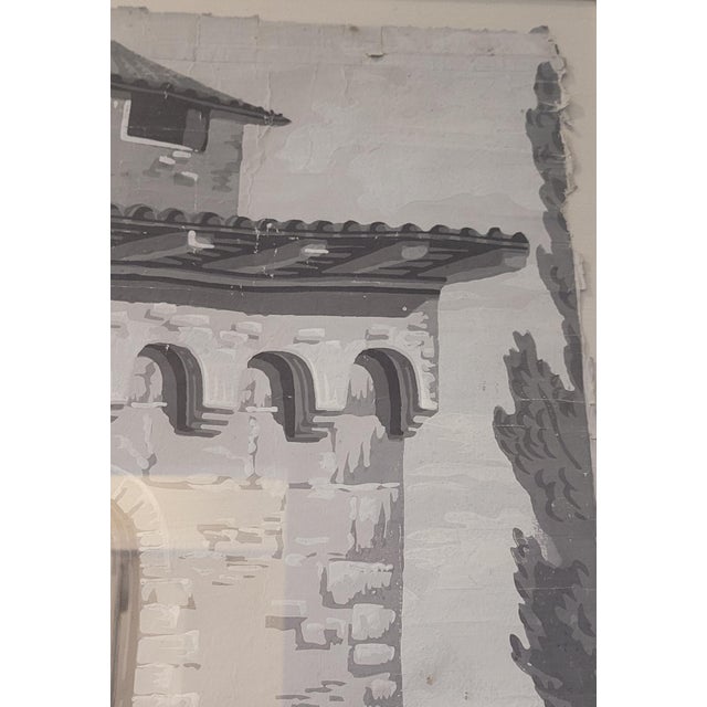 Stone Gray Early 18th Century Hand Painted Wallpaper Archival Frame For Sale - Image 8 of 12