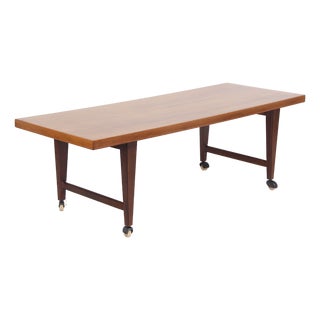 Danish Coffee Table in Rosewood with 4 Casters, 1960s For Sale