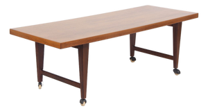 Danish Coffee Table in Rosewood with 4 Casters, 1960s