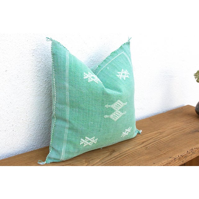 Moroccan Aqua Trail Cactus Silk Moroccan Pillow For Sale - Image 3 of 7